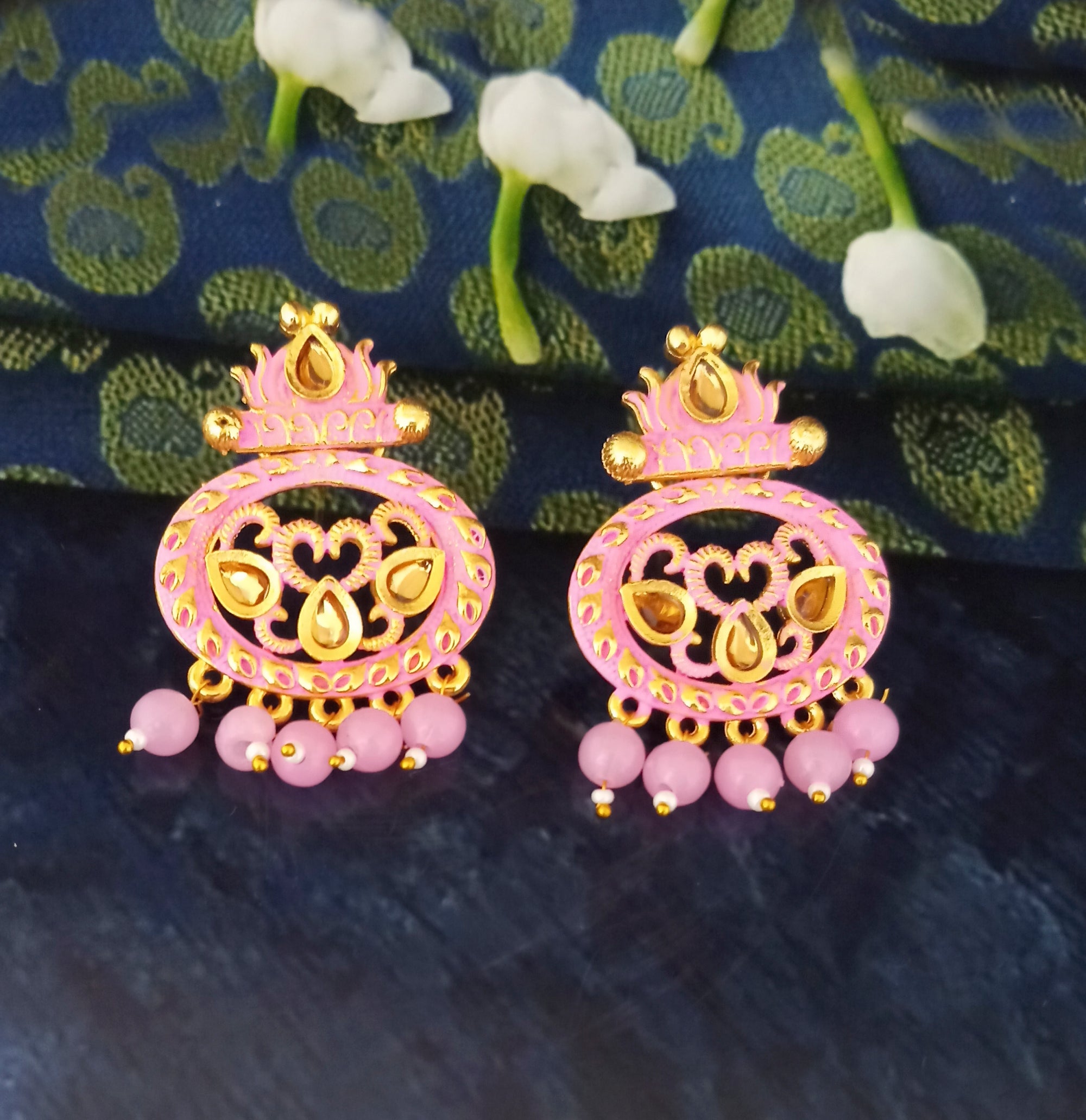 Amina Creation Gold Plated Meenakari Dangler Earrings Assorted Color