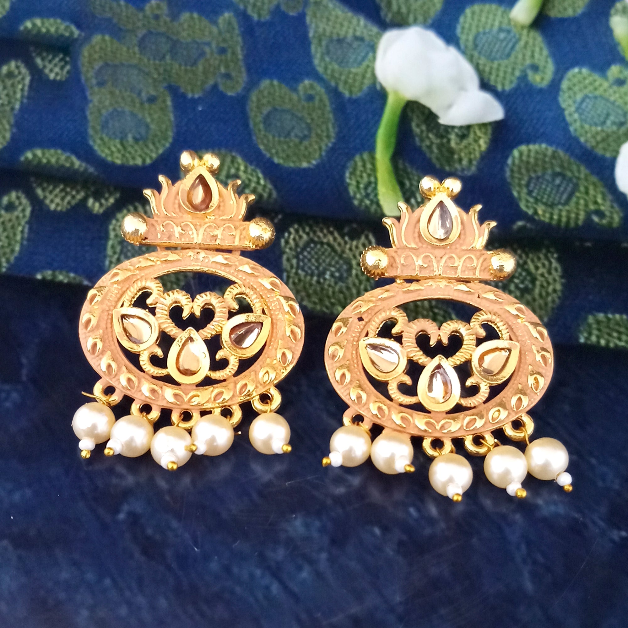 Amina Creation Gold Plated Meenakari Dangler Earrings Assorted Color