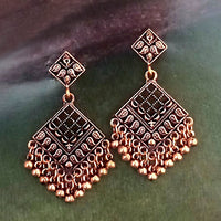 Woma Copper Oxidised Plated Dangler Earrings