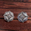 Woma Floral Oxidised Plated Stud Earrings