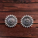 Woma Floral Oxidised Plated Stud Earrings