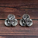 Woma Floral Oxidised Plated Stud Earrings