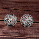 Woma Floral Oxidised Plated Stud Earrings