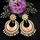 PARSHWAM Peach Glossy Meenakari Pearl Drop Jhumki
