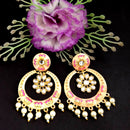 PARSHWAM Peach Glossy Meenakari Pearl Drop Jhumki