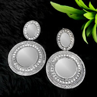Jeweljunk Silver Plated Dangler Mirror Earring