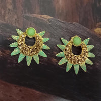 Adi Gold Plated Red Meenakari And Austrian Stone Stud Earrings