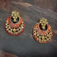 Adi Gold Plated Red Meenakari And Austrian Stone Stud Earrings