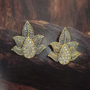 Adi Gold Plated Red Meenakari And Austrian Stone Stud Earrings