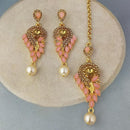 Adi Gold Plated Kundan And Austrian Stone Earrings With Maang Tikka  - 1319262