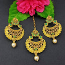 Adi Gold Plated Kundan And Stone Earrings With Maang Tikka - 1319266