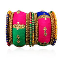 Sejal Pink Color Austrian Stone Bangle Set  - 1403706