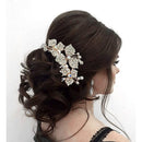 Apurva Pearls White Austrian Stone Gold Plated Floral Hair Brooch - 1502074A