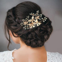 Tip Top Fashions Rose Gold Plated Austrian Stone Floral Hair Brooch - 1502093C