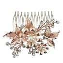 Tip Top Fashions Rose Gold Plated Austrian Stone Floral Hair Brooch - 1502096C