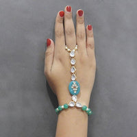 Tip Top Fashions White Kundan Stone Gold Plated Hand Harness - 1502326J