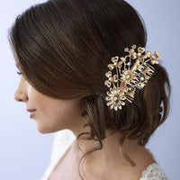 Apurva Pearls Rose Gold Plated Austrian Stone Floral Hair Brooch - 1502707