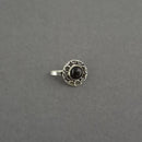 Jeweljunk Blue Beads Oxidised Silver Plated Nose Ring  -  1505014E