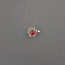 Jeweljunk Red Beads Oxidised Silver Plated Nose Ring  -  1505015E