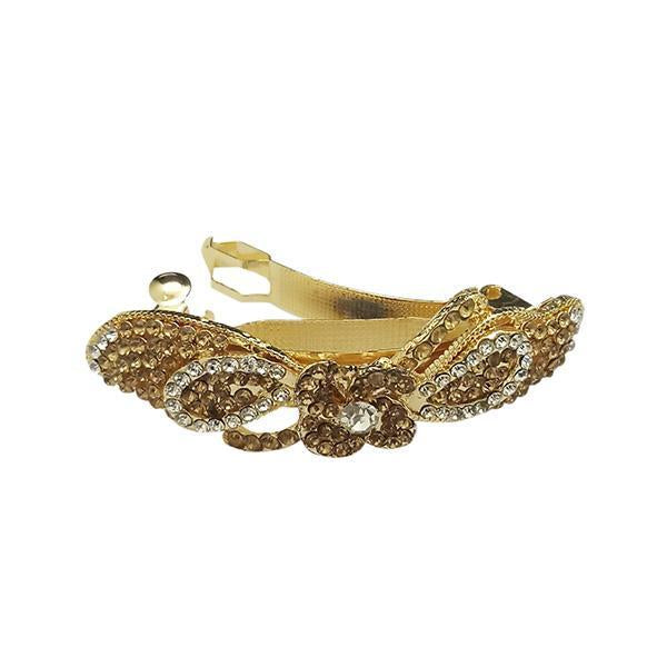 Apurva Pearls Brown Austrian Stone Barrette Hair Clip - 1505230H