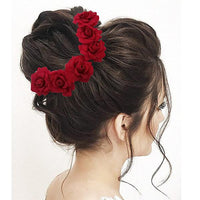 Apurva Pearls Red Floral Hair Brooch - 1505403B