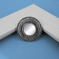 Jeweljunk Oxidised Plated Mirror Adjustable Finger Ring - 1505508B