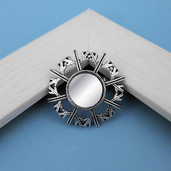 Jeweljunk Oxidised Plated Mirror Adjustable Finger Ring - 1505523