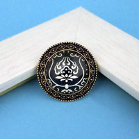 Jeweljunk Antique Gold Plated Black Adjustable Finger Ring - 1505552