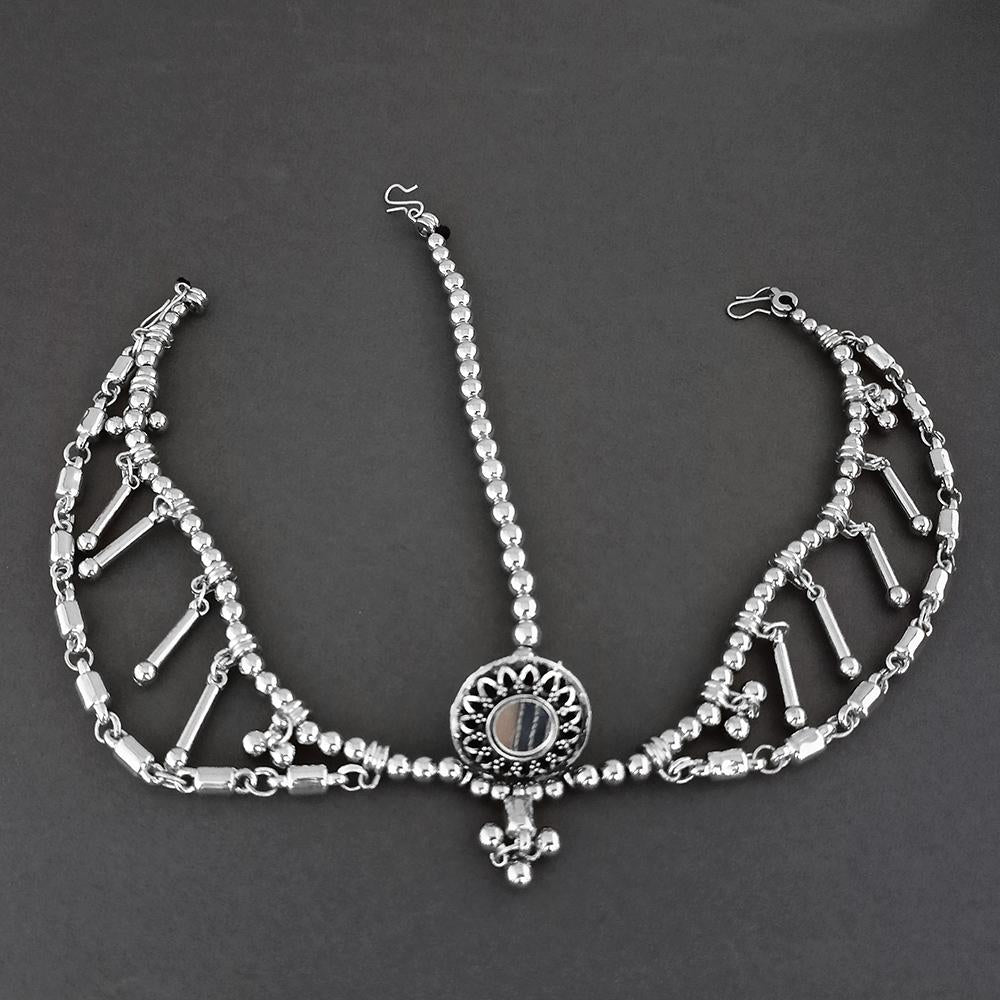 Jeweljunk Oxidised Silver Plated Maang Tikka  -  1505646
