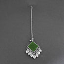 Jeweljunk Red Oxidised Silver Plated Maang Tikka  -  1505653E
