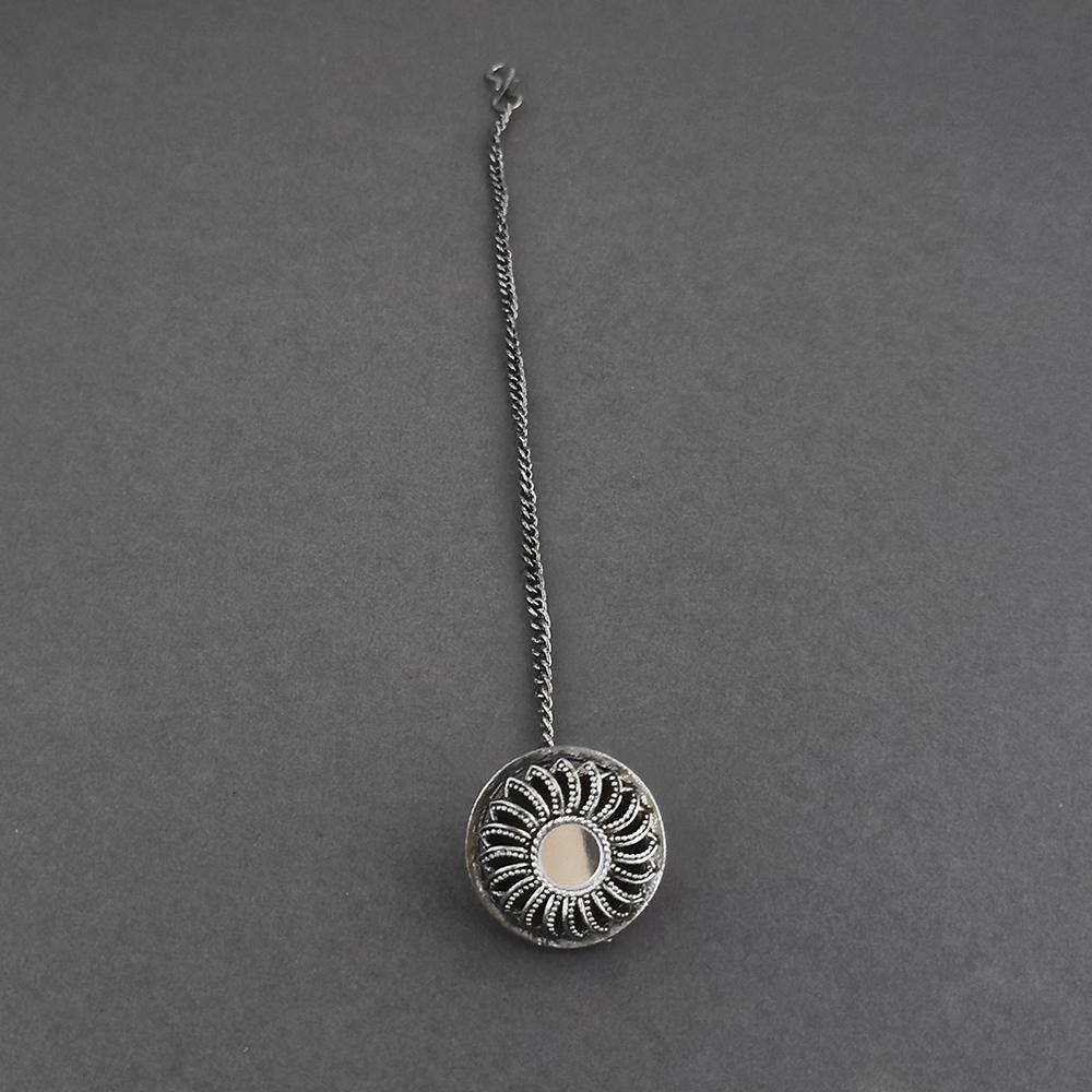 Jeweljunk Oxidised Silver Plated Borla Maang Tikka  -  1505669