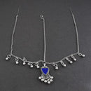 Jeweljunk Green Oxidised Silver Plated Maang Tikka  -  1505676C