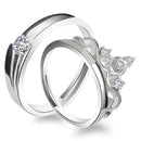Urbana Rhodium Plated Solitaire Couple Ring Set With Crystal Stone-1506394