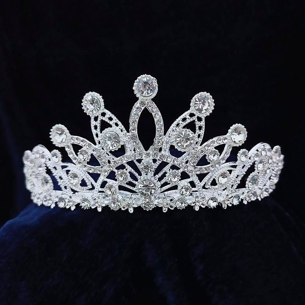 Kriaa Silver Plated White Austrian Stone Crown  - 1507109A