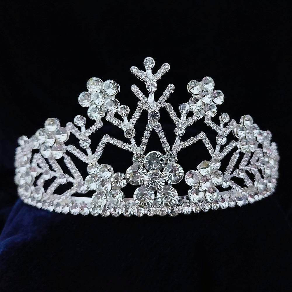 Kriaa Silver Plated White Austrian Stone Crown  - 1507117
