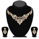Tip Top Fashions Green And Purple Stone Kundan Necklace Set - 2202108