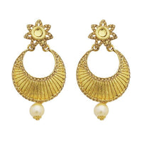 Jheel Austrian Stone Gold Plated Pearl Drop Dangler Earrings - 2900201A