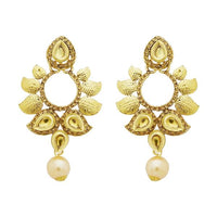 Jheel Austrian Stone Kundan Pearl Drop Dangler Earrings - 2900210A