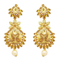 Jheel Kundan Gold Plated Austrian Stone Dangler Earrings - 2900226A