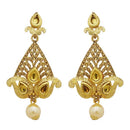 Jheel Gold Plated Stone Pearl Drop Dangler Earrings - 2900232A