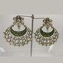 Midas Touch Gold Plated Green Meenakari And Kundan Dangler Earrings - 30120
