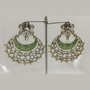 Midas Touch Gold Plated Green Meenakari And Kundan Dangler Earrings - 30120