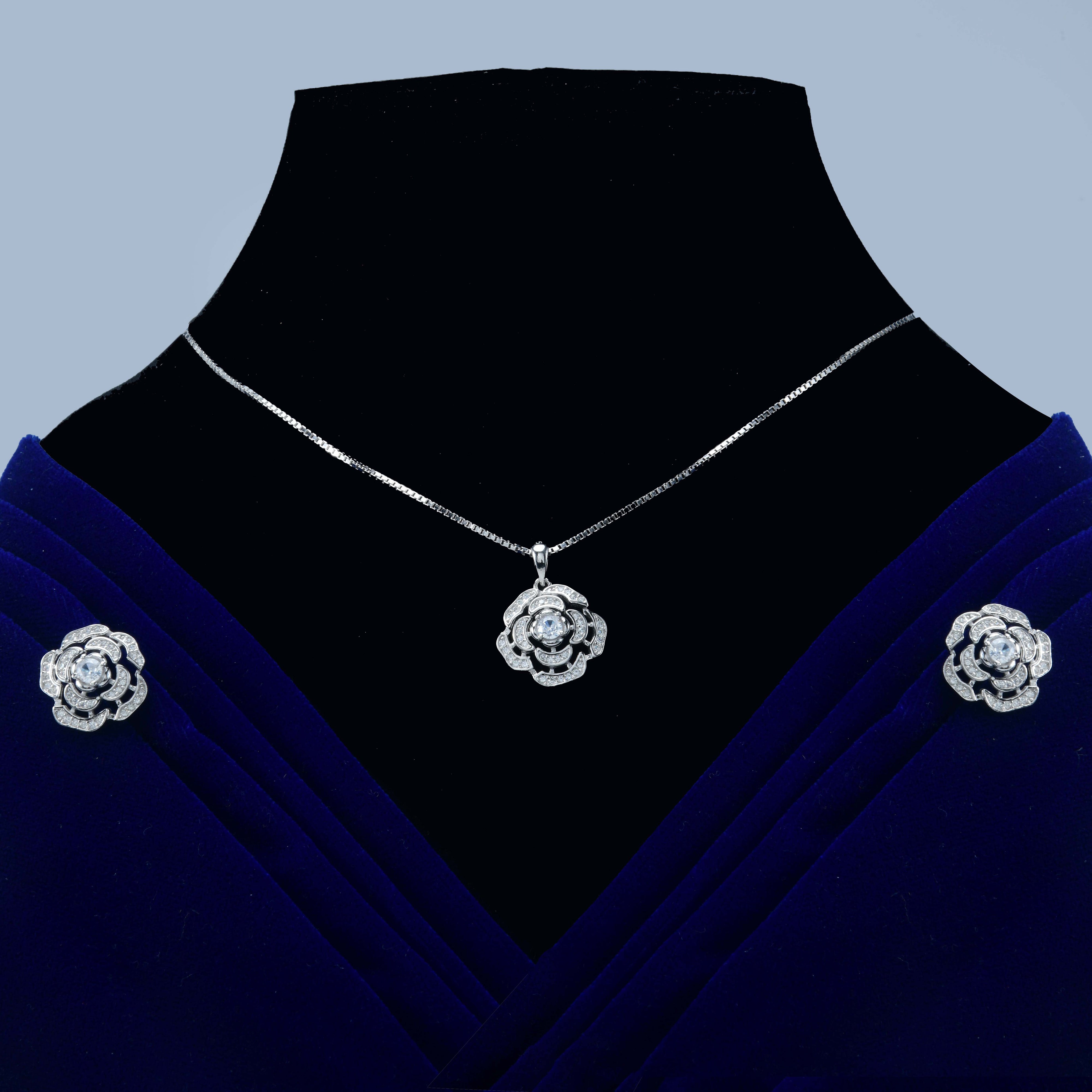 Nipura 925 Silver Rose Pendant-set  (Whithout Chain)