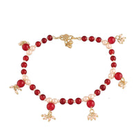 Etnico Gold Plated Adjustable pearl Beaded Single Anklet/Payal for Women (A043M) (Pack of 1)