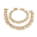 Etnico Gold Plated Kundan & pearl Studded Adjustable Bridal Anklets/Payal For Women/Girls (A044W)