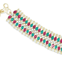 Etnico Traditional Alloy Gold Plated Kundan Pearl Payal Anklet for Women (A046QG)
