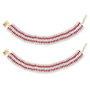 Etnico Traditional Alloy Gold Plated Kundan Pearl Payal Anklet for Women (A046Q)