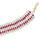 Etnico Traditional Alloy Gold Plated Kundan Pearl Payal Anklet for Women (A046Q)