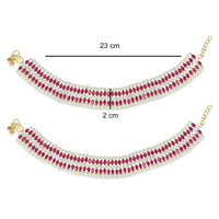 Etnico Traditional Alloy Gold Plated Kundan Pearl Payal Anklet for Women (A046Q)