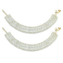 Etnico Traditional Alloy Gold Plated Kundan Pearl Payal Anklet for Women (A046W)